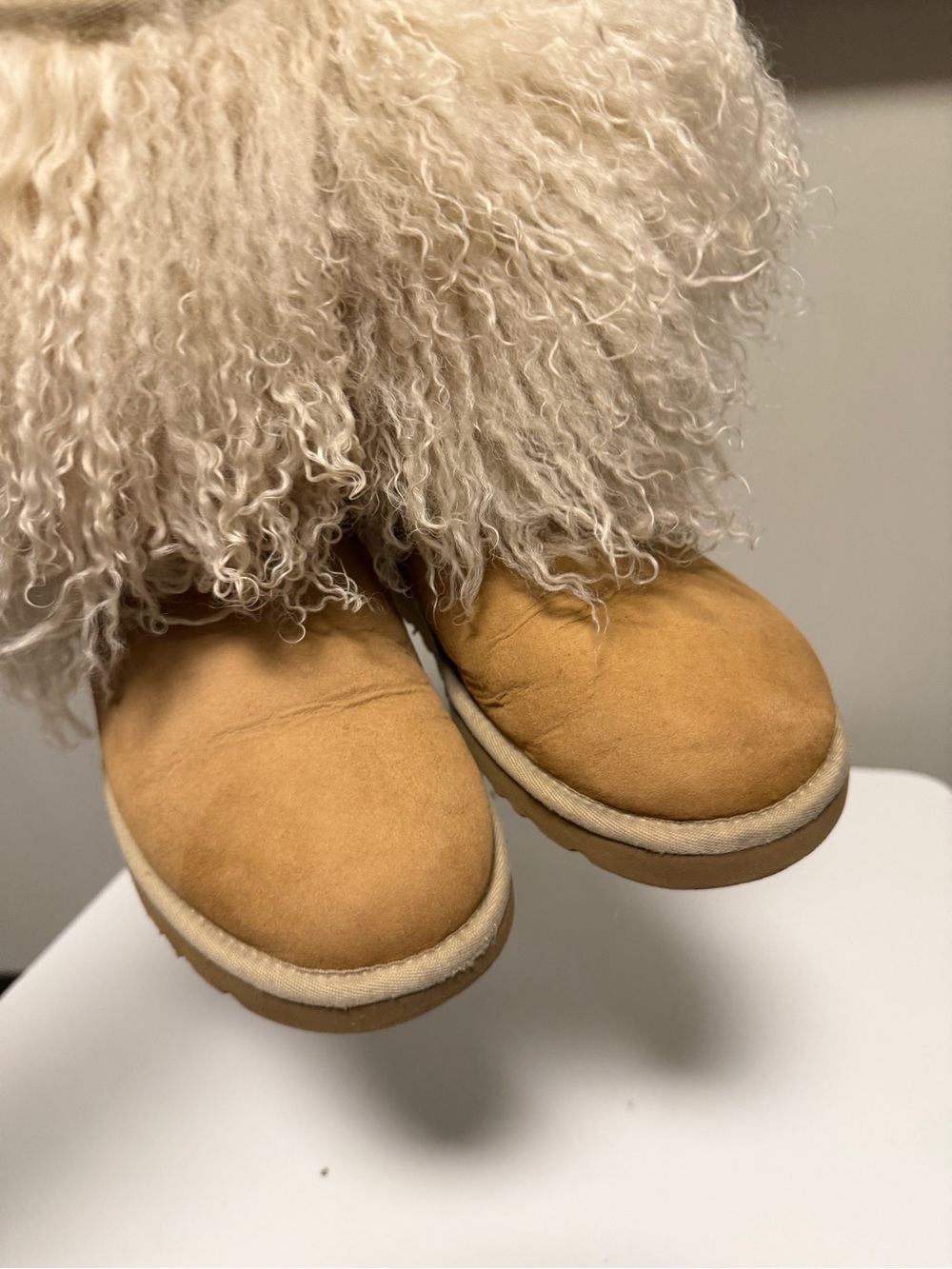 UGG Australia Short 1875 Tan Suede Mongolian Fur Winter Boots Women’s US 8 - Picture 8 of 12